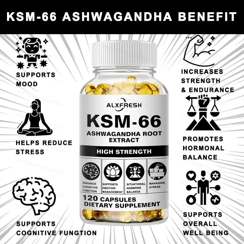 Ashwagandha Capsules Support Stress Relief and Mood Deep Sleep Increased Strength Endurance Muscle Growth and Hormone Balance