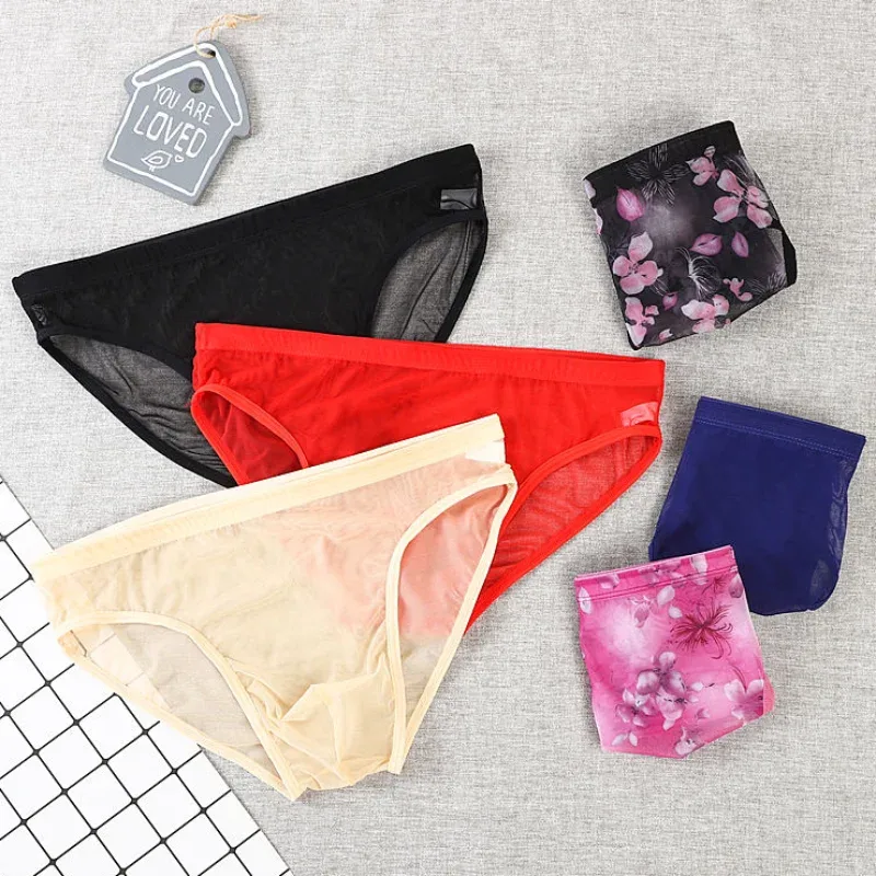 1-2 Pcs Men's Briefs Seamless Transparent Ultra-thin Underpants Breathable Mesh Sexy Male Panties Elastic Underwear Shorts Panty