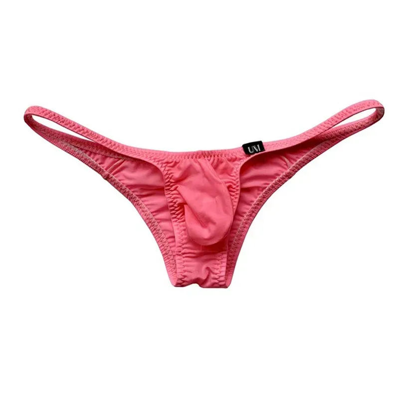 Bulge Pouch Briefs Men Sexy Underwear Ice Silk Underpants Low Rise Bikini Trunks Soft Lingerie Tiger Striped Penis Bag Panties