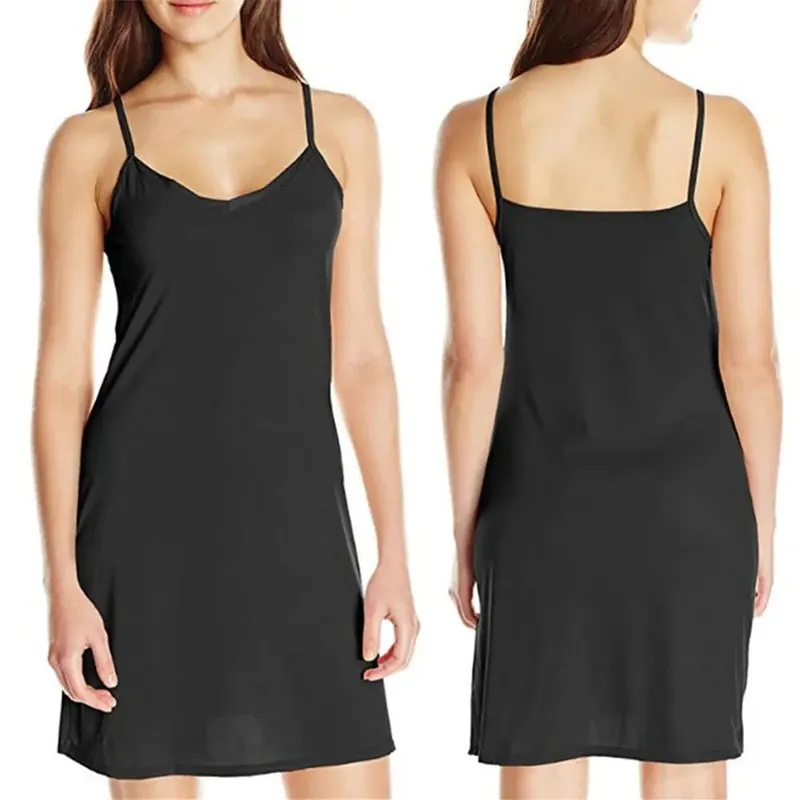 1PC Delle Donne Sling Dress Vacanza Sexy Sottile Solido Abito Corto Estate Canotte Con Scollo A V Senza Schienale Senza Maniche Casual Slip sotto il vestito — image 3