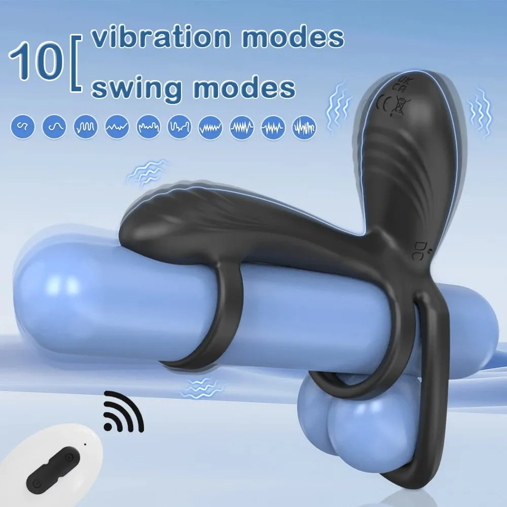 Remote Control Dual Penis Ring Vibrator for Men Delay Time Prostate Massager Cock Rings Twisting Vibrating Sex Toy for Men