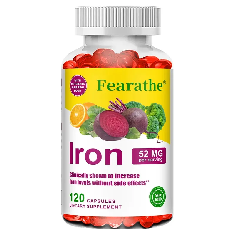 Iron and Vitamin C Supplement - Boosts Energy Focus and Immune Function Supporting Red Blood Cells Improve Immunity Non-GMO
