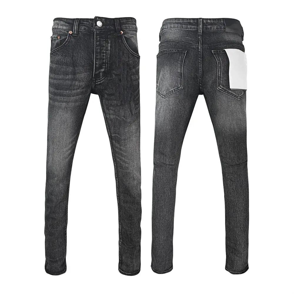 Jeans Men Fashion Classic style Retro Wash black paint Hole Repair Low Rise Stretch Skinny Pleated Ripped Frayed Jeans Trousers — image 12