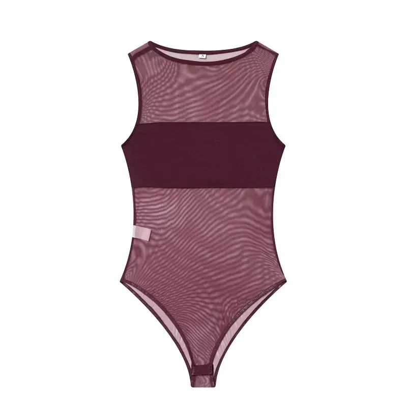 Sexy Mesh Bodysuit Women Transparent Tight Bodys for Women Summer Sleeveless Tops Woman Tulle Sexy Lingerie Body Woman