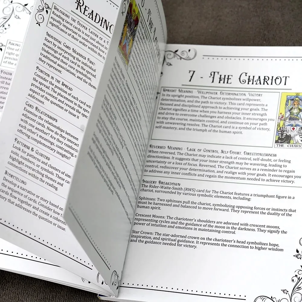 Tarot Beginner's Guide 106 pages Card Meanings Reading Spreads Cheat Sheets learning tarot Understanding Tarot Guidebook