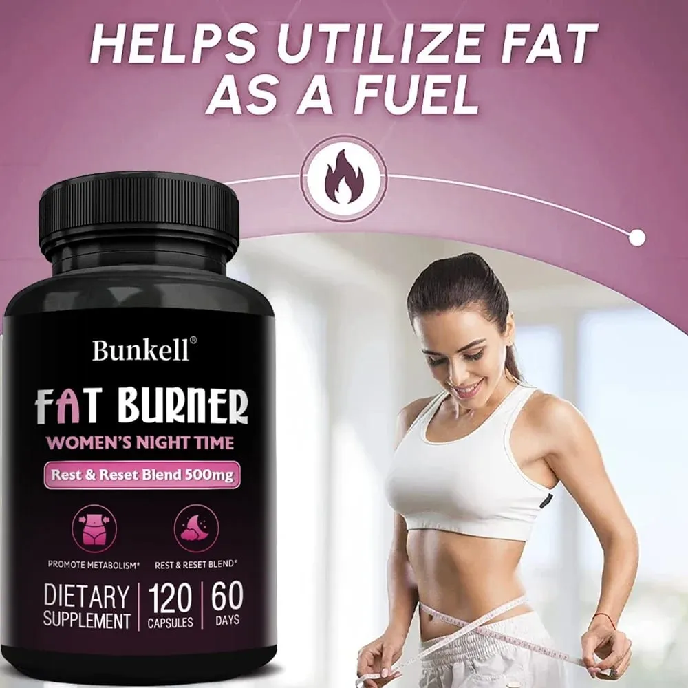 Night Fat Burning Capsules - Enhance Immune System Promote Metabolism Healthy Weight Management 120 Capsules