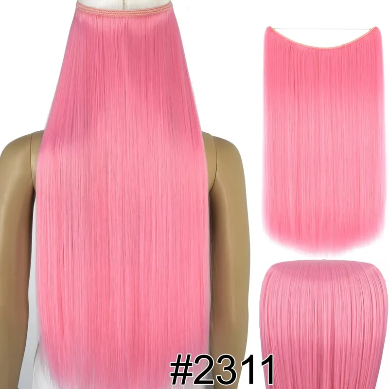 Synthetic Heat Resistant Hair Silky Straight Elasticity Invisible Wire Hair Extensions 8006