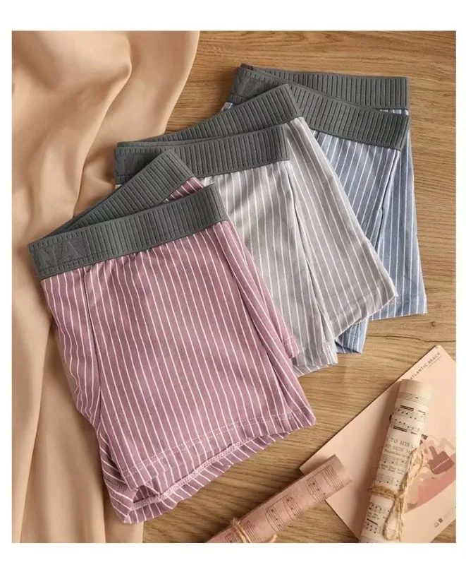 4Pcs Boxer Shorts Men's Underwear Sexy Panties Cotton Boxers Striped Underpants Male Shorts U Convex Lingerie Plus Size L-6XL