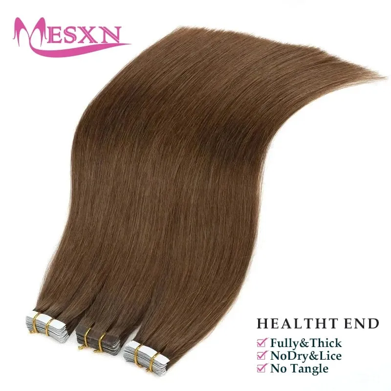 High Quality Straight Tape In Human Hair Extensions 100% Natural Hair Extension Brown Blonde Invisible 613 For Salon