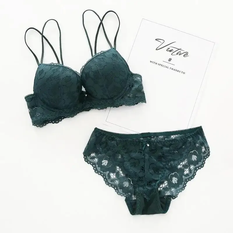 Women Lace Bras Set Low Waist Panties Underwire Top Big Size Bra Sexy Lingerie Set Female Comfortable Girls Underwear Sets Top — image 4