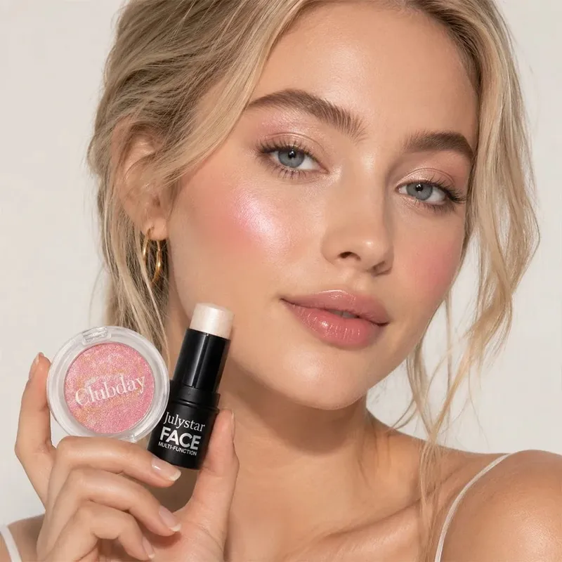 Blush & Highlight Combo Set Luminous Dewy Finish Blendable Buildable Color Long‑Lasting Wear for Natural Glowing Face Makeup