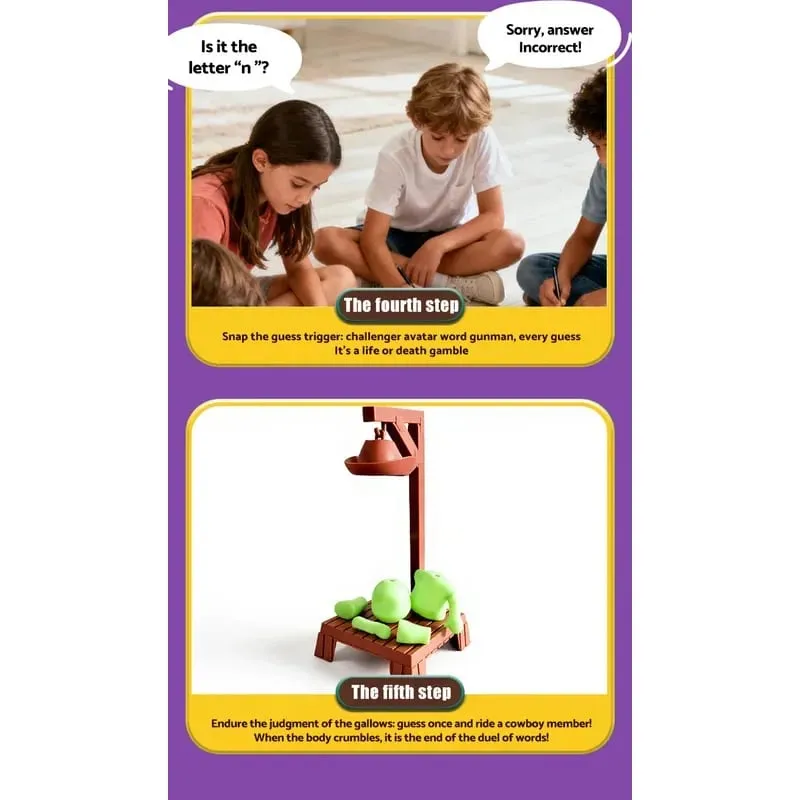 New Cowboy Magnetic Mysterious Executioner Guessing Game Gallows Collapse Tabletop Word Game Family Party Game Christmas Toy