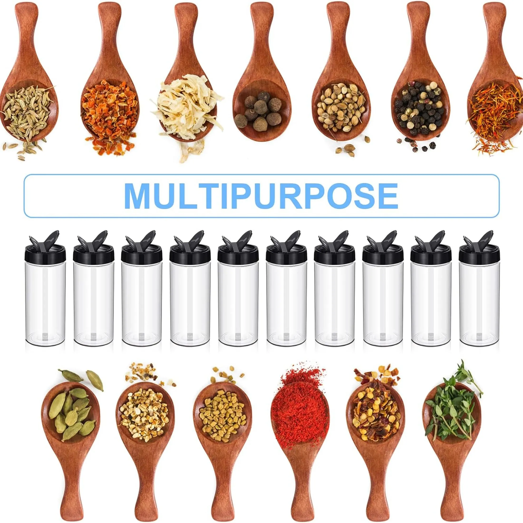 400 ml plastic transparante kruidenblikjes met schuddeksel, kruidencontainers voor keuken en barbecue — image 6