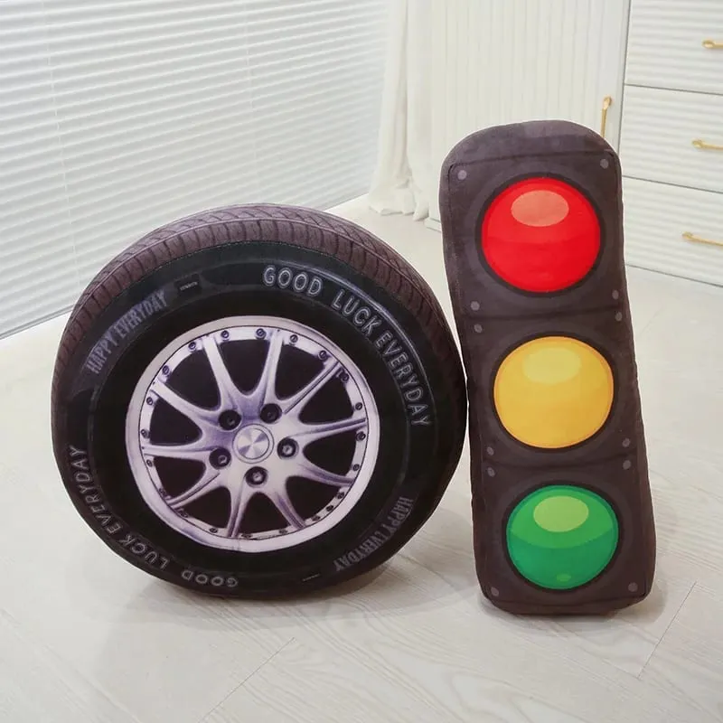 40cm Traffic Light Series Pillow Stop Traffic Light Roadblock Tire Creative Plush Toys Suitable For Home Kids Boys Favor Gifts — image 4