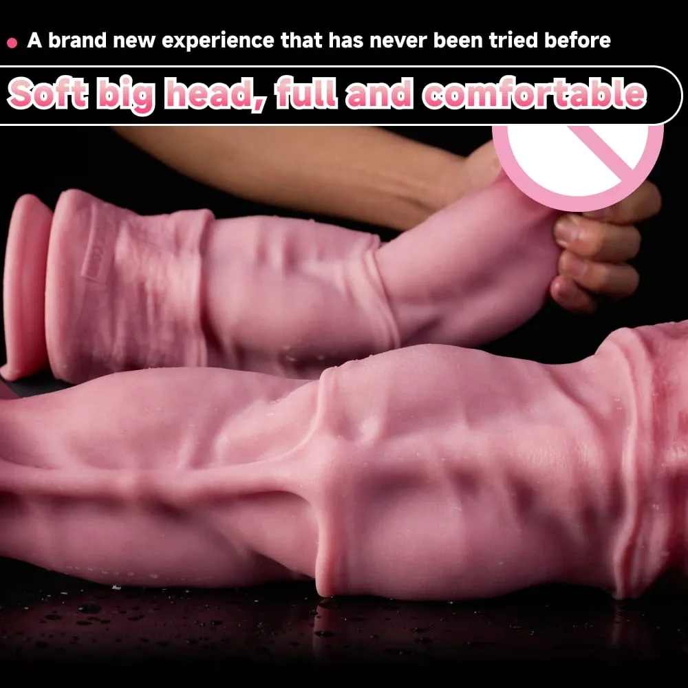 Oieffur Horse Dildo for Women Platinum Silicone Huge Dildo with Suction Cup Massage Anal Vaginal Big Penis Sex Toys for Adult
