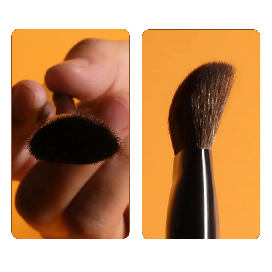 DS09(HS) Professional Handmade Make Up Brush 3D Triangle Blush Brush Pine Squirrel Goat Hair Raw Lacquer Handle Makeup Brushes