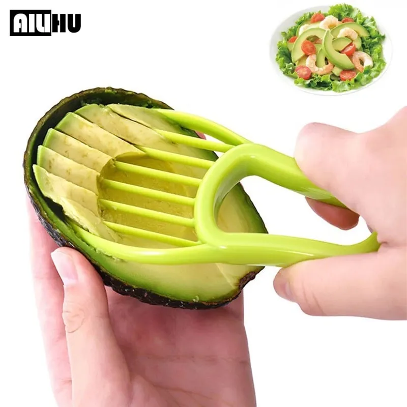 3 In 1 Avocado Slicer Shea Corer Butter Fruit Peeler Cutter Pulp Separator Plastic Knife Kitchen Vegetable Tools Kitchen Gadgets — image 1