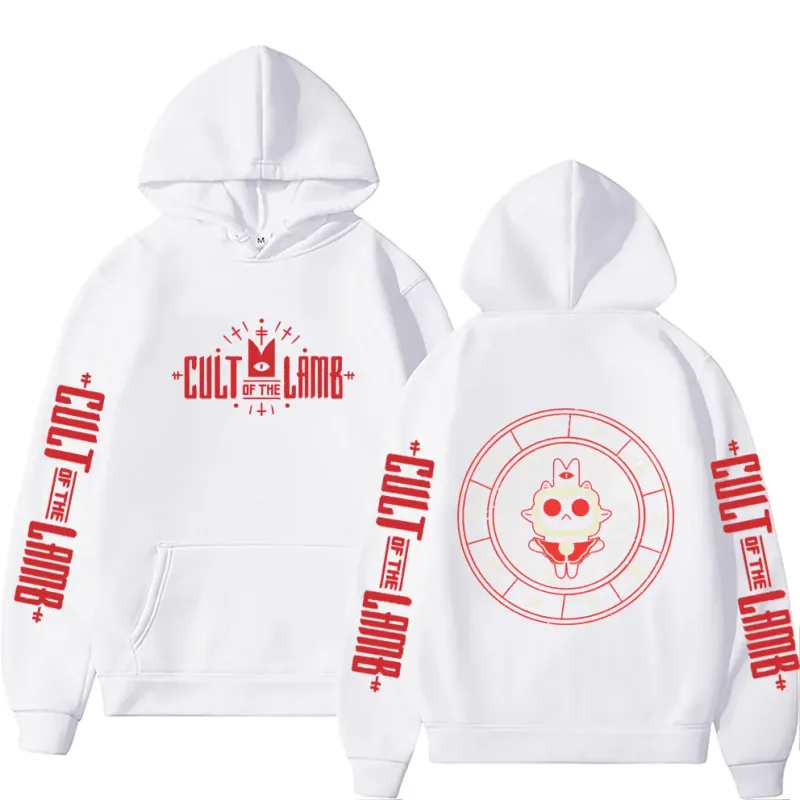 Game Cult of The Lamb Print Hoodie Lalaki Babae Vintage Fleece Cotton Pullover Hoodies Unisex Fashion Casual Oversized Streetwear