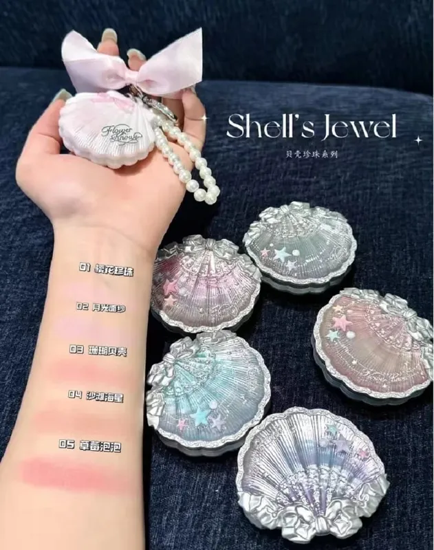 Flower Knows Shell Pearl Series Make Up Sets Eyeshadow Pressed Powder Blush Lip Gloss Makeup Base Handheld mirror 10 /11/13pcs