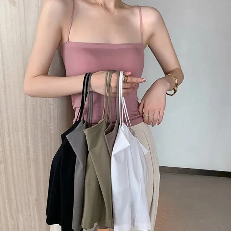 Women's Solid Color Seamless Suspender Breast Wrapped One-piece Breast Pad Strapless Beautiful Back Bottom Layer Inner Vest