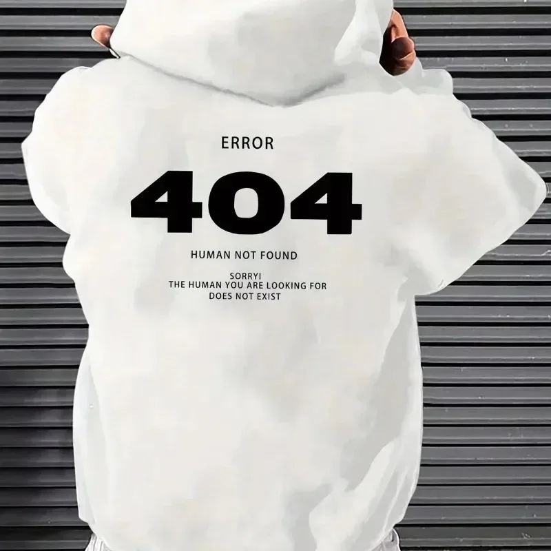 Harajuku Men's Hoodie Hip Hop Pullover Hooded 404 Graphic Casual Sweatshirts Men Women Oversize Cotton Hoodies