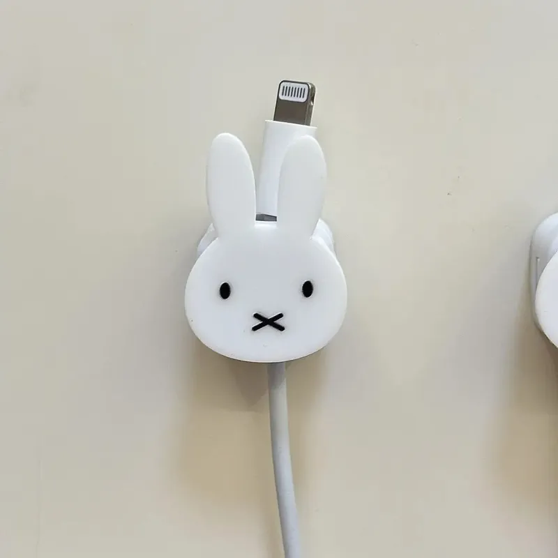 Cute Miffy Rabbit Magnetic Data Cable Organizer Cartoon Desktop Phone Charging Fixator Wall-mounted Clip