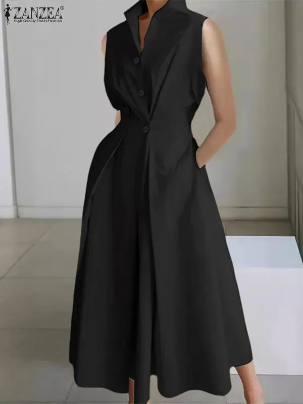 Elegant Chic Women Long Dresses Casual Short Sleeve Collared High Waisted Casual & Day Shirt Dress Solid Color S-3XL
