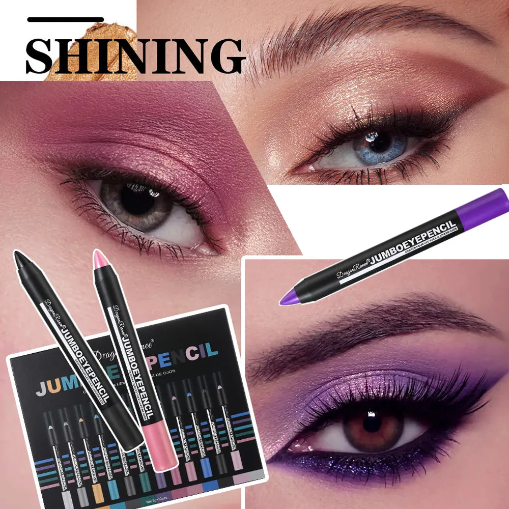 12Pcs Highlighter Eyeshadow Pencil Set Waterproof Glitter Eye Shadow Lying Silkworm Makeup Pigment Cosmetics White Eyeliner Pen — image 3