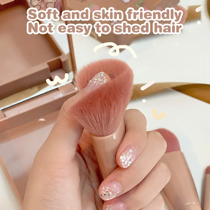 Set di pennelli per trucco da viaggio da 5 pezzi Mini pennelli per trucco Kit di pennelli cosmetici con piccola funzione completa con custodia e specchio perfetto — image 2