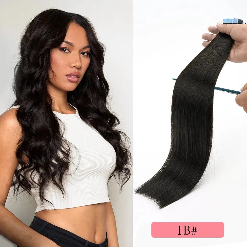 12A Tape In Hair Extensions Human Hair 100% Natutal Remy Hair Italy Tape for Strong Hold Seamless Skin Weft for Fine Hair