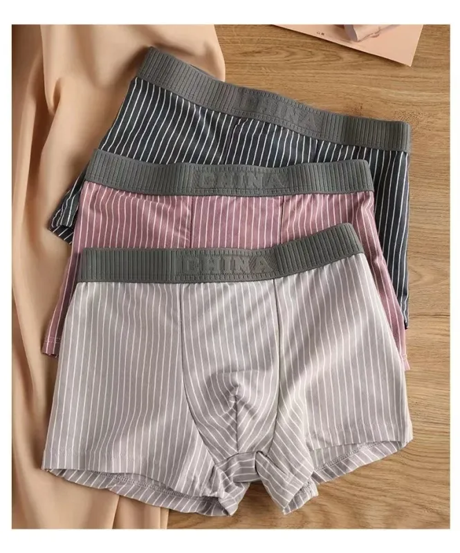 4Pcs Boxer Shorts Men's Underwear Sexy Panties Cotton Boxers Striped Underpants Male Shorts U Convex Lingerie Plus Size L-6XL