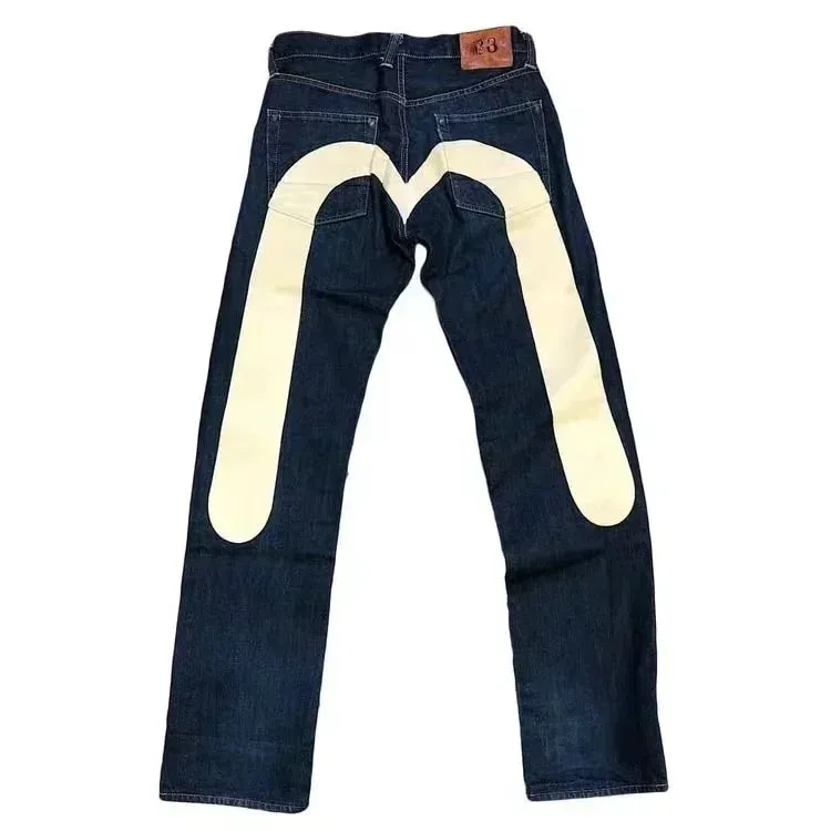 90s Retro Y2K New Hip Hop Straight Jeans Street Best Selling Personalized Printing High Street Men's Casual Loose Jeans Couple