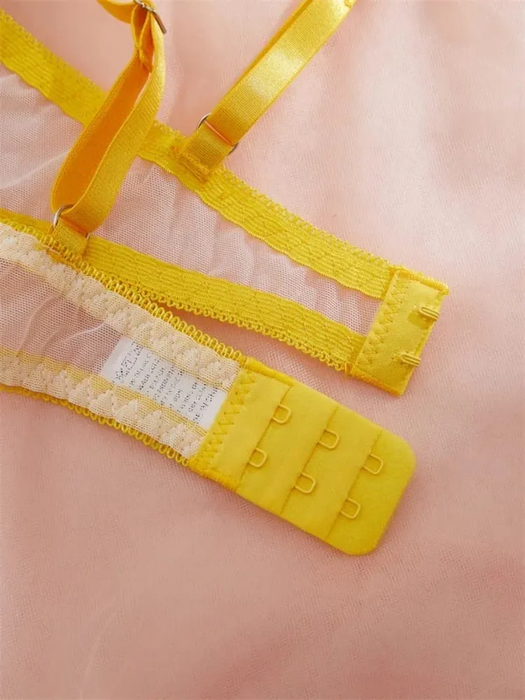 Set Lingerie Seksi Peri Pakaian Dalam Renda Manis Lingerie Erotis Intim Mewah Set Bra dan Celana Dalam Bordir Bunga Cantik — image 6