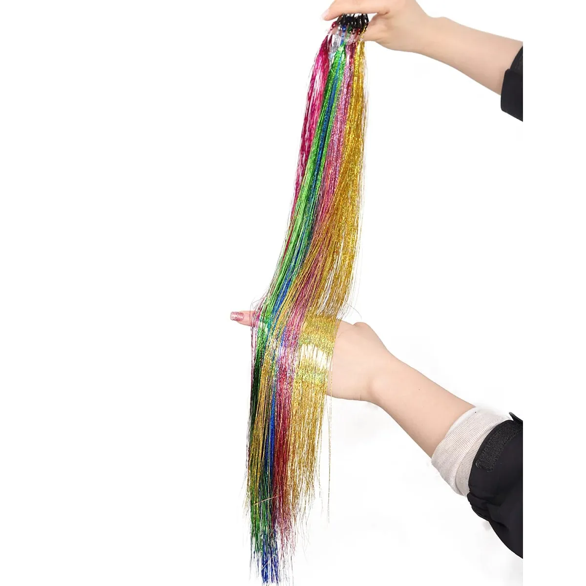 24 inch 1Pcs Colored Hair Extensions with Tinsel Long Straight Hairpiece Color Party Highlights Clip in Synthetic Hair Extension — image 7