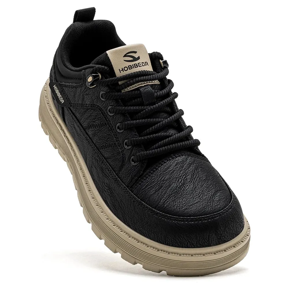 Men Wide Width Oxford Classic Artificial Leather Business Chunky-Heel Shoe Retro Lace-Up Casual Shoes