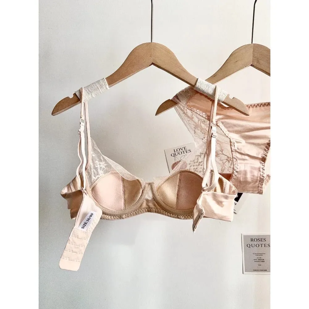 New Women Lace Bra Set Soft Underwire Thin Cup Push‑Up Comfort Intimates Lingerie Kit For Small Bust S-XL Daily Ladies Underwear