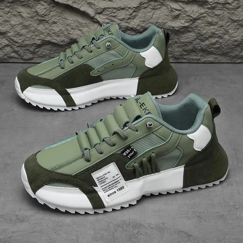 1pair Vintage Style Men'S Breathable Mesh Thick Sole Dad Sneakers - Casual Sports Running Shoes with Lace-Up Closure Faux & Fab