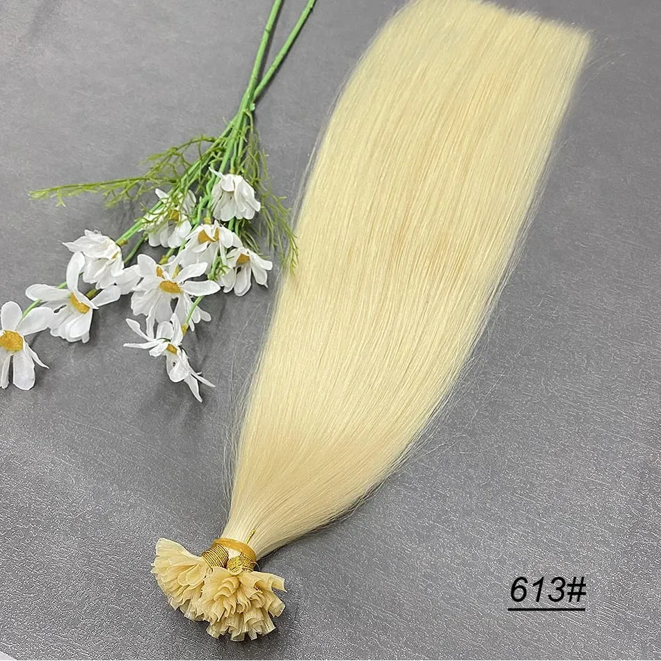 Full Shine U Tip Hair Extensions Nature Black Hair Blone 613 Color 50g Keratin Glue Beads Prebonded Remy Human Hair Extensions