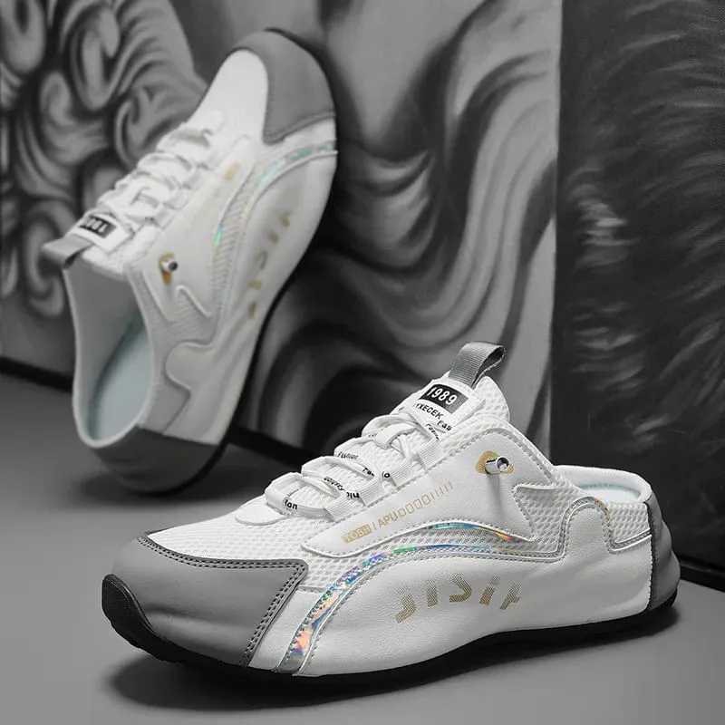 Men's Casual Closed Toe Half Slippers Summer Comfortable Breathable Soft Sole Sneakers Fashion Slip-on Men's Tennis Shoes 2026