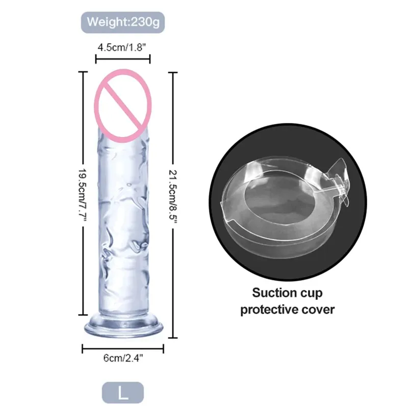 Transparent Big Dick 6 Sizes Realistic Jelly Dildo Soft Vaginal Masturbators Women Gay Penis Anal Sex Toys Suction Cup — image 8