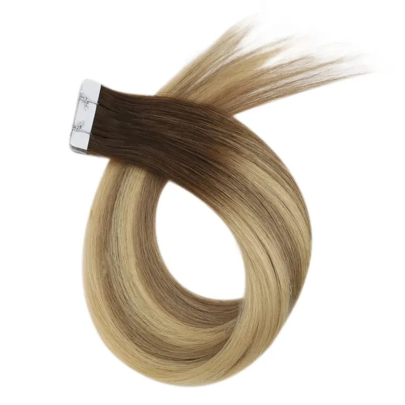 Full Shine Invisible Seamless Injection Tape in Human Hair Extensions Brown Color Virgin Real Tape Hair Extensions Long Lasting