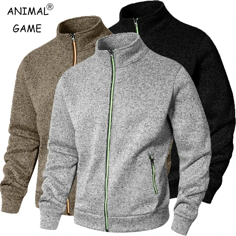 Panlalaking Stand Collar sweatshirt kaswal na zipper Cardigan Jacket sa labas ng Long Sleeve Solid Color Pullover Magaang Streetwear