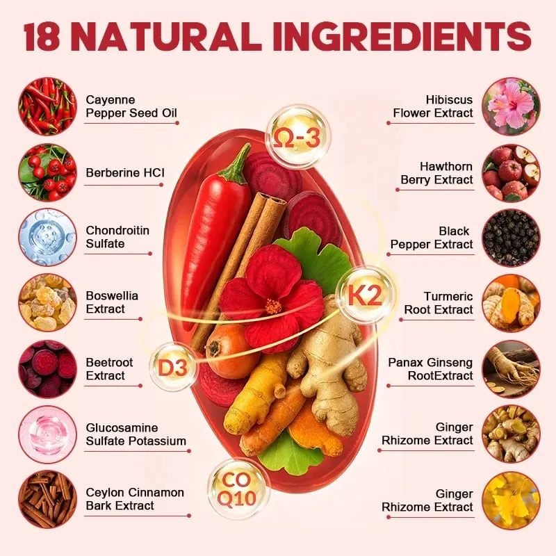 Cayennepfeffer-Kapseln – unterstützen die Herz-Kreislauf-Gesundheit, verbessern die Verdauung und die Durchblutung, Vitamine D3, K2, Kräuterergänzung — image 3