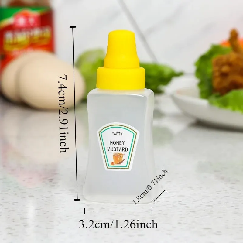 4pcs/set 25ML Mini Tomato Ketchup Bottle Honey Mustard Portable Small Sauce Container Salad Dressing Container Pantry Containers