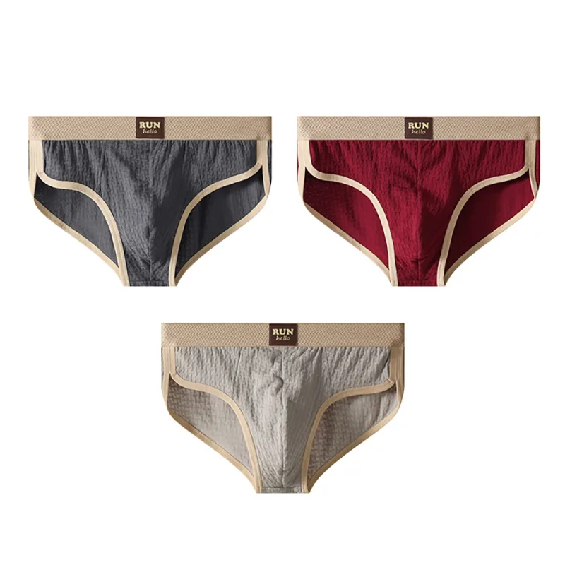 3PCS/Pack 100% Cotton Delicate Jacquard Men's Brief Antibacterial Breathable Crotch Men's Panties Soft Stretch Underwear for Man