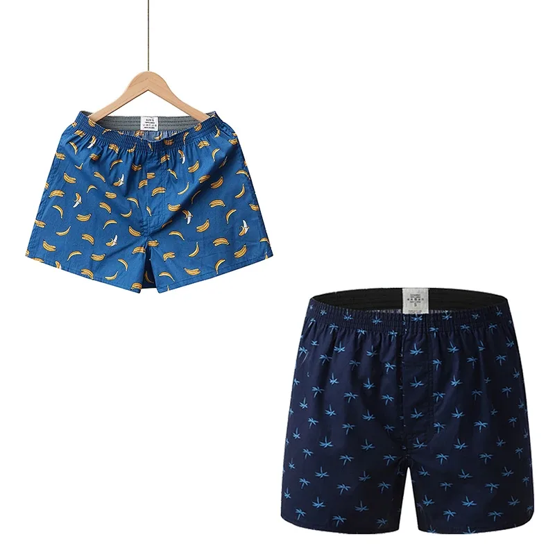 Boxer da uomo in cotone, intimo da uomo con motivo stampato, pantaloncini stile college, abbigliamento estivo traspirante e confortevole