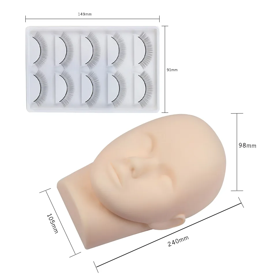 Mannequin Head For Eyelash Extension Training Kit With Removable Eyelids Silicone Cosmetic Model Heads Makeup Tools Gel Material — image 5