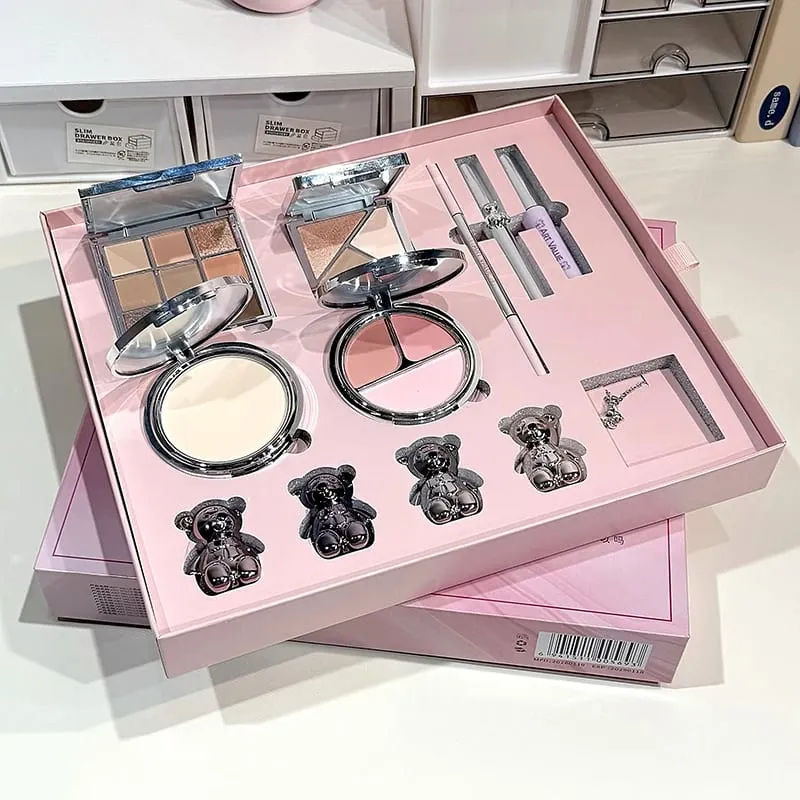 ART VALUE Face Makeup Sets Include 4Lip Mud 1Eyebrow Pen 1Mascara 1Eyebrow Tinted 1Pressed Powder 1Blusher 1Contour 1Eyeshadow