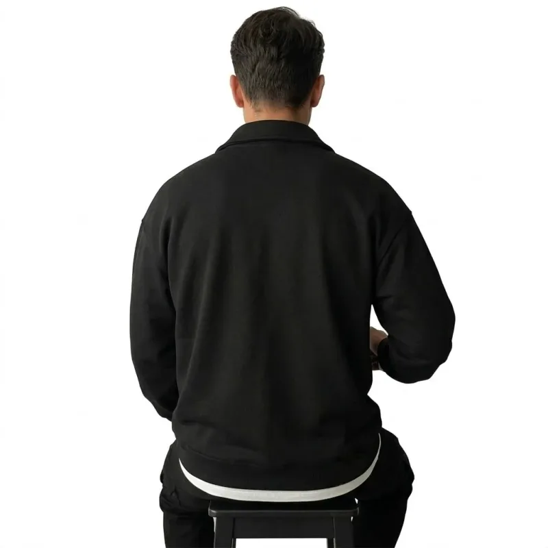 Men's Long Sleeve Half Zipper Sweatshirts Solid Pullover Luxury Zip Up Hoodies Casual Mens Coats Gym Man Quarter Zip Poleron