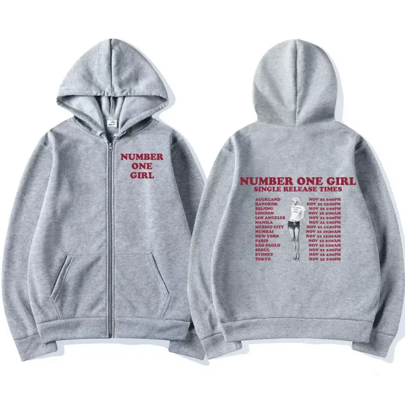 Rosé Number One Girl Album Zipper Hoodies Kpop Panlalaking Babae Damit Long Sleeve Zip Up Sweatshirts Fleece Oversized Pullover Y2K
